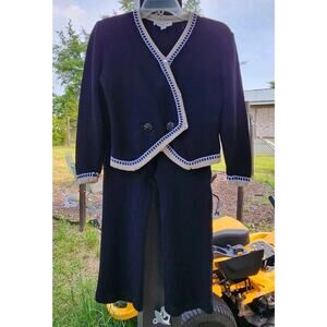 VTG ST JOHN WOMENS SET SANTANA KNIT SWEATER & PANTS SZ 8 CLASSIC READ!